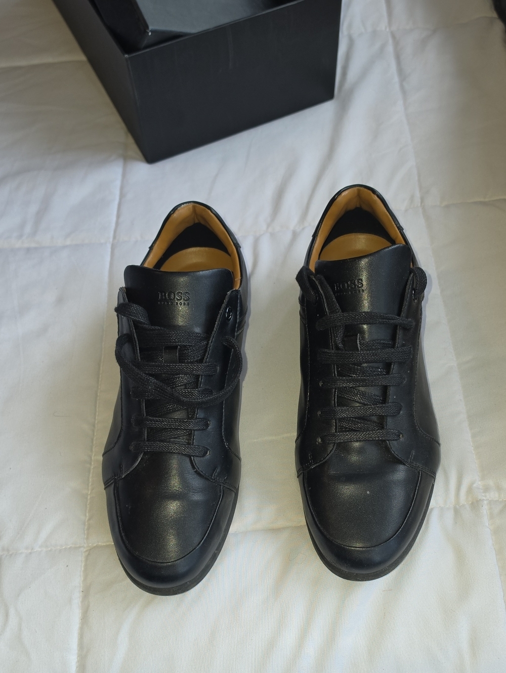 Hugo Boss Black Leather Low-Top Lace-Up Sneakers